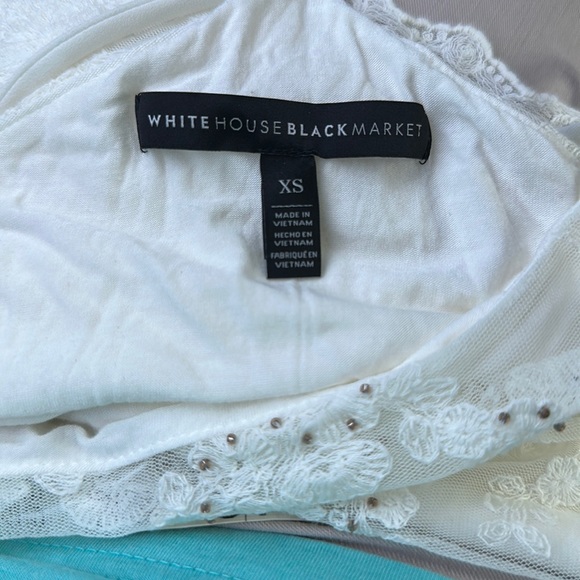 WHBM women’s white beaded embroidered lace tank top size xs - Picture 4 of 6